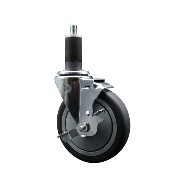 5'' Thermoplastic Rubber Swivel 1-1/4'' Expanding Stem Caster with Brake